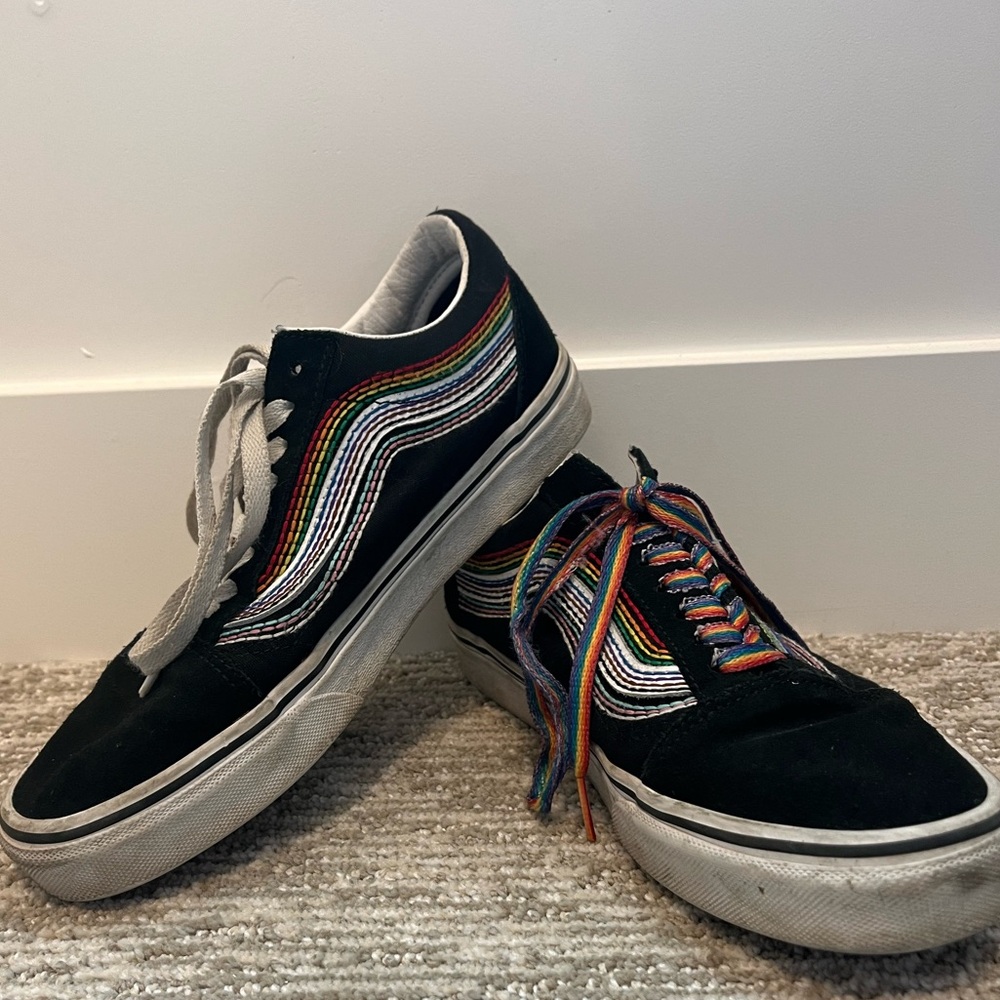 Vans Black Sneakers with Rainbow Accents